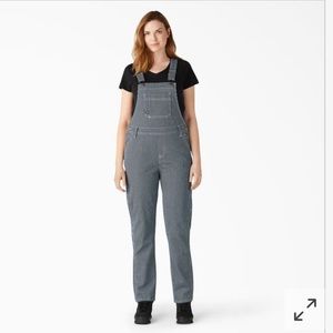 Womens Hickory Stripe Boyfriend Fit Bib Overalls, Stonewashed Hickory Stripe NWT